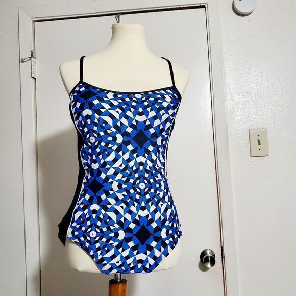 Catalina Blue and White Asymmetric Print Size Large - Picture 2 of 10